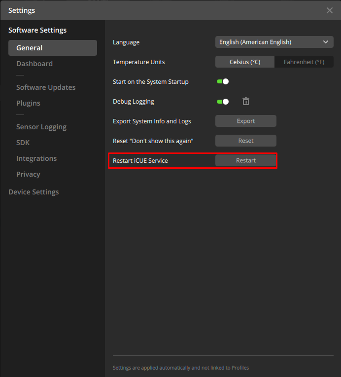 Cooler not detected by icue after restarting pc originpc